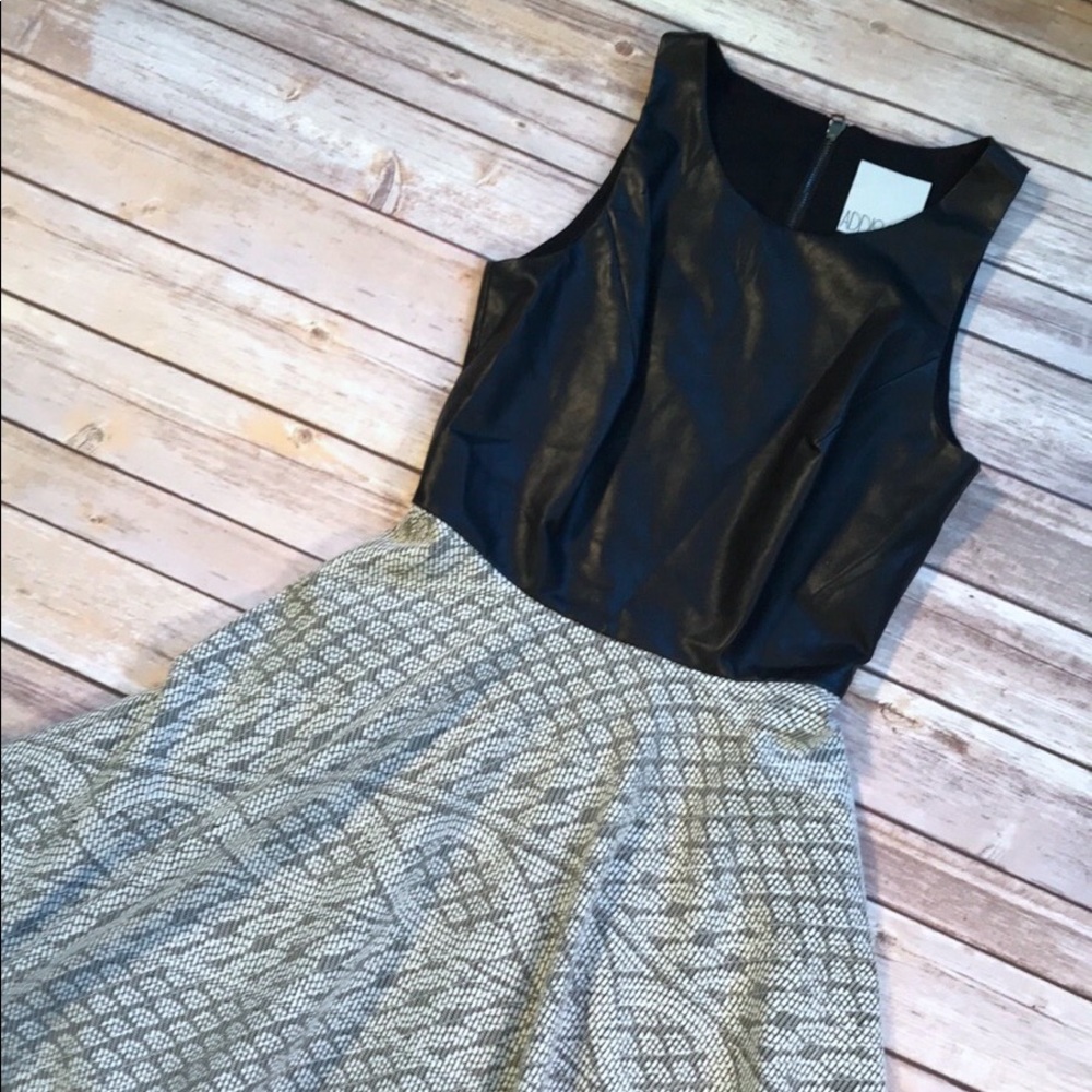 NWT ADDISON Faux Leather Top Bell Dress